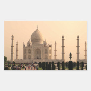 Sticker Rectangulaire Taj Mahal avec des gens
