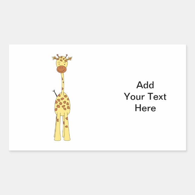 Sticker Rectangulaire Tall Cute Giraffe. Un dessin animé animal. (Devant)
