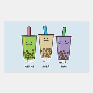 Sticker Rectangulaire Tapioca Japa de taro de lait de boissons de vert