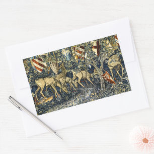 Sticker Rectangulaire Tapisserie Art Vintage Cerf & Boucliers William Mo