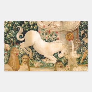 Sticker Rectangulaire Tapisseries de licorne médiévale Impression : Met
