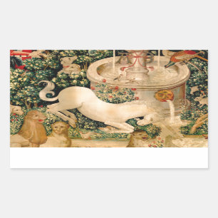 Sticker Rectangulaire Tapisseries Unicorne Trouvé Légende Mythique