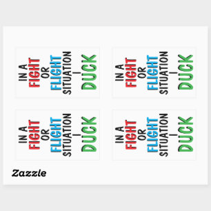 Sticker Rectangulaire Tasse humoristique de survie Fight or Flight drôle