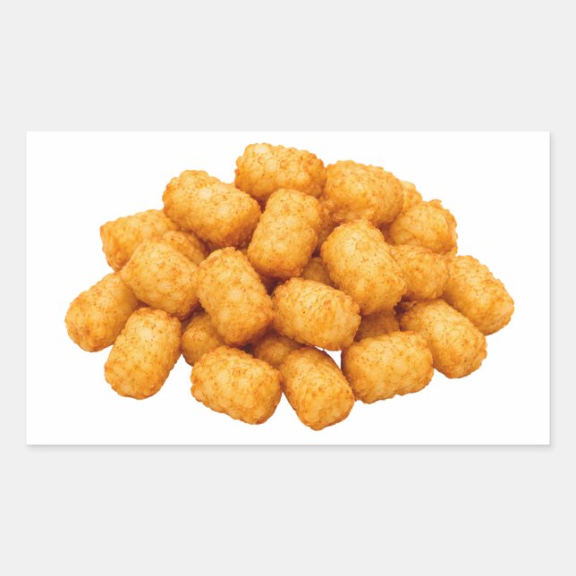 Sticker Rectangulaire Tater Tots dorés sur fond blanc (Devant)