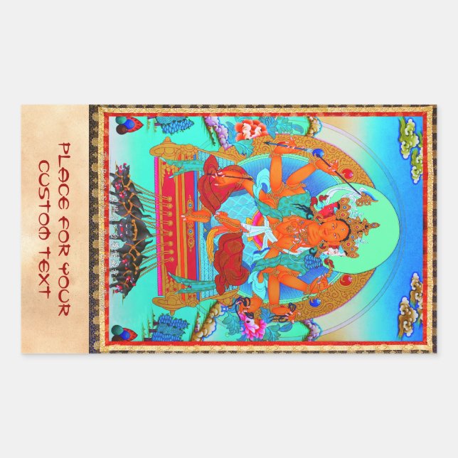 Sticker Rectangulaire tatouage cool oriental tibétain thangka Marici (Devant)