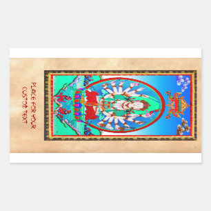 Sticker Rectangulaire Tatouage de thangka cool Cundhi Bodhisattva