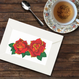 Sticker Rectangulaire Tatouages de roses rouges