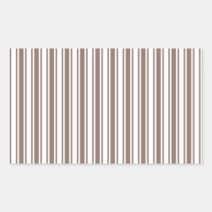Sticker Rectangulaire Taupe brun et blanc bonbons rayures