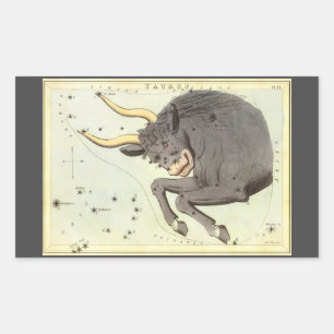 Sticker Rectangulaire Taurus Bull, le miroir Vintage de la constellation