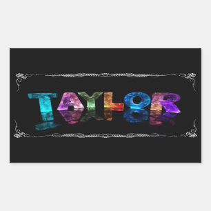 Sticker Rectangulaire Taylor - Taylor nommé dans 3D s'allume