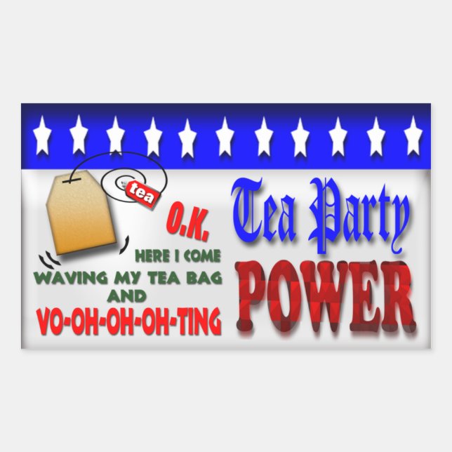 Sticker Rectangulaire Tea Party Power (Devant)