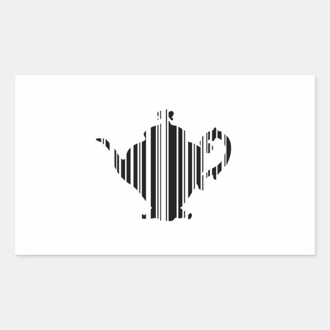 Sticker Rectangulaire TEA POT BAR CODE Teapot Code-barre Motif Design (Devant)