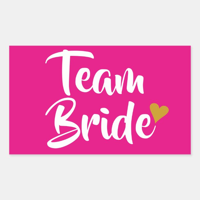 Sticker Rectangulaire Team Bride Cœur Doré (Devant)