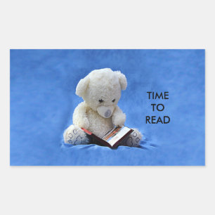 Sticker Rectangulaire Teddy Bear Time to Read Rectangle Sticker, ZKA
