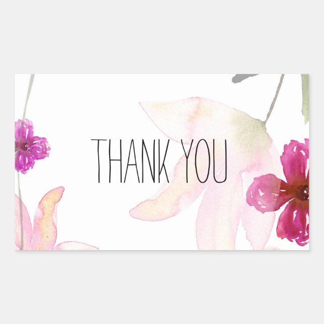 Sticker Rectangulaire Tellement Beau Aquarelle Merci Floral (Devant)
