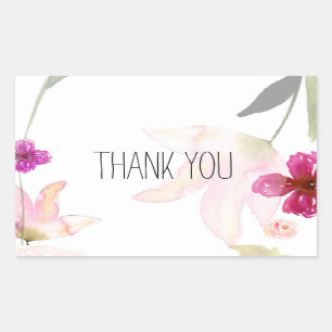 Sticker Rectangulaire Tellement Beau Aquarelle Merci Floral