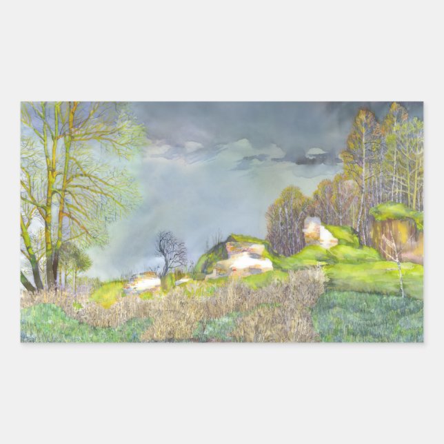 Sticker Rectangulaire Tempête printanière (Devant)