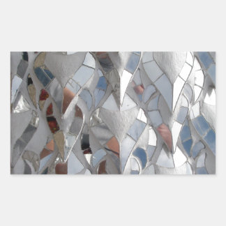 Sticker Rectangulaire Temple blanc en tuiles miroir, Chiang Rai