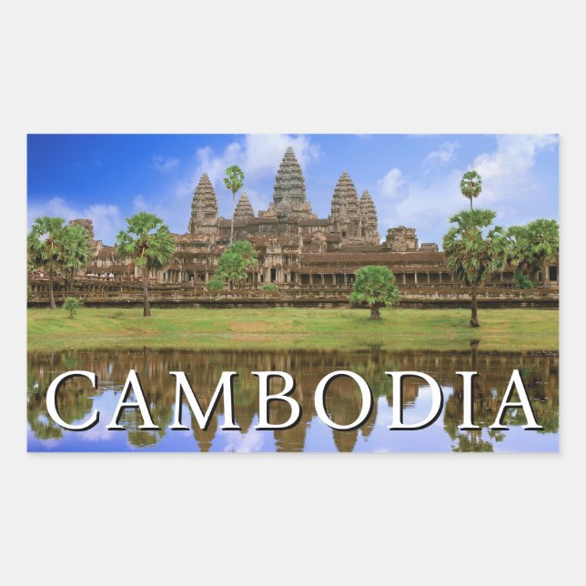 Sticker Rectangulaire Temple d'Angkor Wat | Kampuchea, Cambodge (Devant)