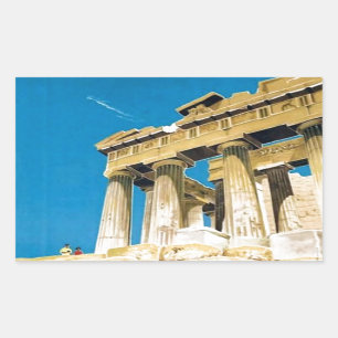 Sticker Rectangulaire Temple du Parthénon de la Grèce Vintage voyage Ath