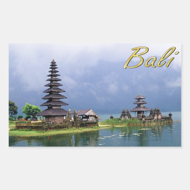 Sticker Rectangulaire Temple sur un lac (Devant)