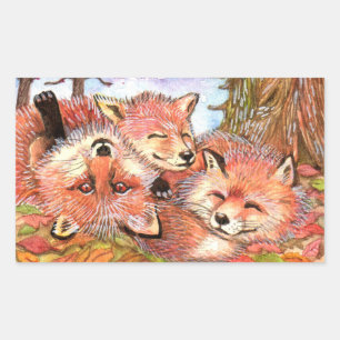 Sticker Rectangulaire Temps de lecture des renards