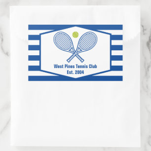 Sticker Rectangulaire Tennis sur mesure Country Club Bleu rayé