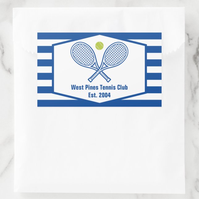 Sticker Rectangulaire Tennis sur mesure Country Club Bleu rayé (Sac)