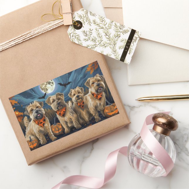 Sticker Rectangulaire Tenter Wheaten Halloween Effrayant (Cadeaux)