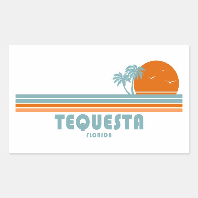 Sticker Rectangulaire Tequesta Floride Sun Palm Trees (Devant)