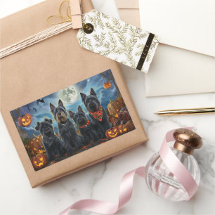Sticker Rectangulaire Térrier Écossais Halloween Effrayant