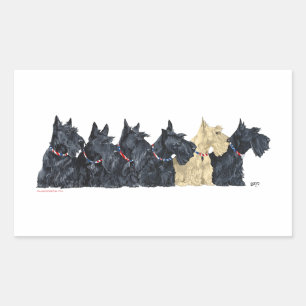 Sticker Rectangulaire Terriers écossais noirs et roux