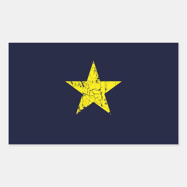 Sticker Rectangulaire Texas, Drapeau Historique Burnet Star, Distressed (Devant)