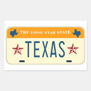 Sticker Rectangulaire Texas License Plate, L'État Lone Star