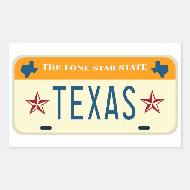 Sticker Rectangulaire Texas License Plate, L'État Lone Star (Devant)