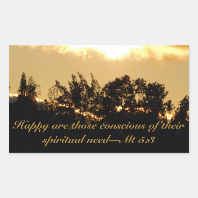 Sticker Rectangulaire Texte biblique du coucher du soleil (Devant)