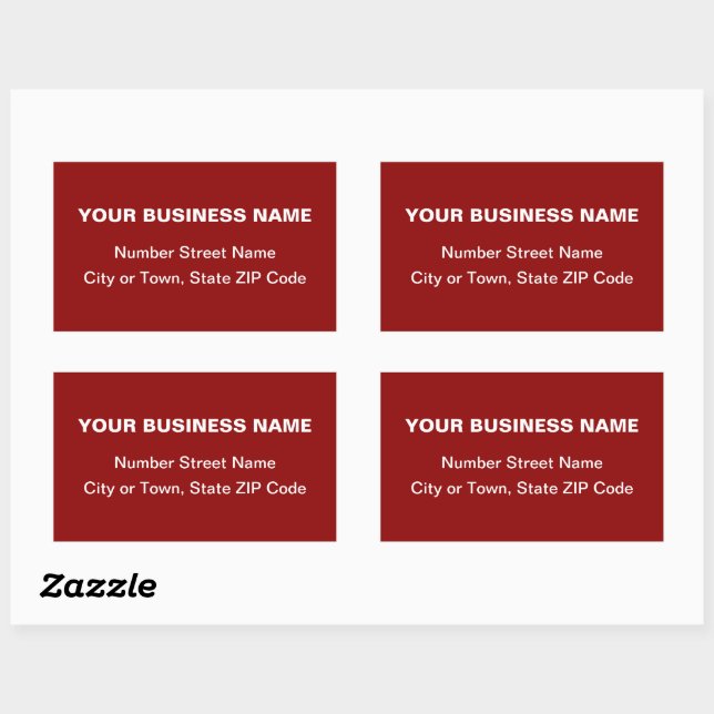 Sticker Rectangulaire Texte brut Adresse professionnelle en rouge (Feuille)