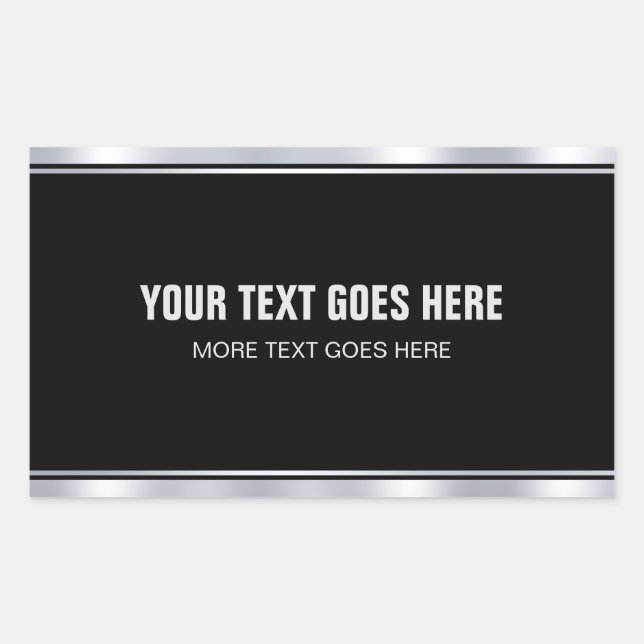 Sticker Rectangulaire Texte élégant noir et argent Ajoutez votre nom Mod (Devant)