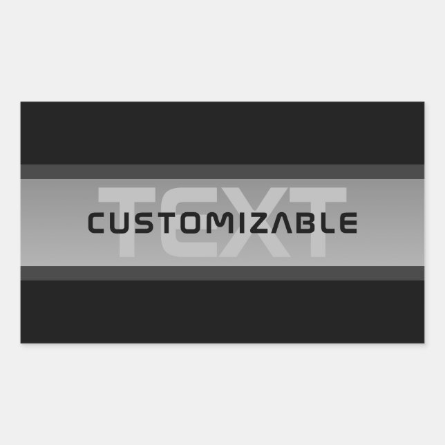 Sticker Rectangulaire Texte en calques personnalisable moderne | Noir et (Devant)