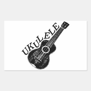 Sticker Rectangulaire Texte Et Image Ukulele
