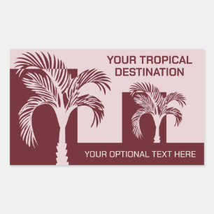 Sticker Rectangulaire Texte personnalisé Arbres de palmiers tropicaux