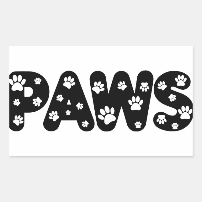 Sticker Rectangulaire Texte personnalisé des pattes de chien (Devant)