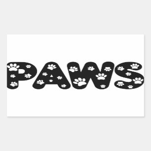 Sticker Rectangulaire Texte personnalisé des pattes de chien