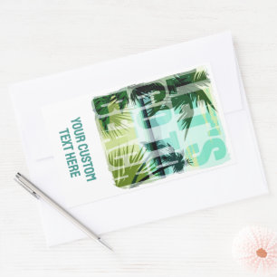 Sticker Rectangulaire Texte personnalisé Plage tropicale