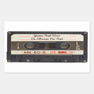 Sticker Rectangulaire Texte Personnalisé / Retro Love Musique Cassette M