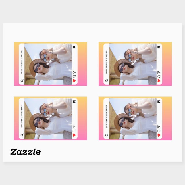 Sticker Rectangulaire texte photo personnalisé instagram rose moderne (Feuille)
