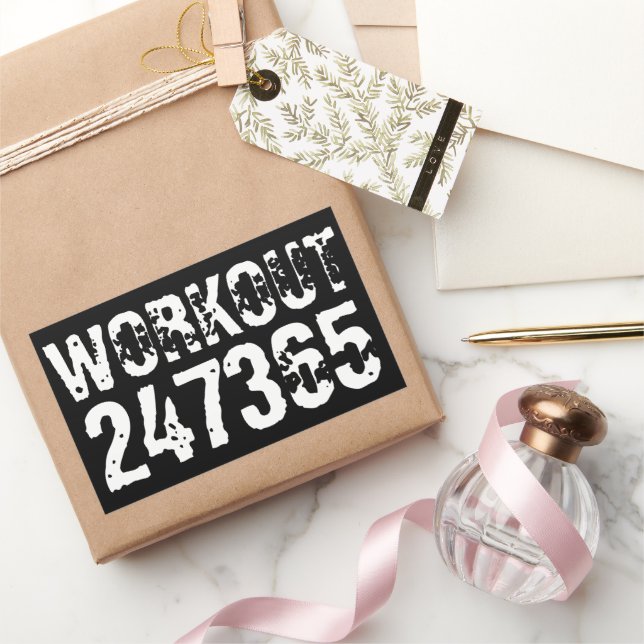 Sticker Rectangulaire Texte usé et rayé Workout 247365 blanc (Cadeaux)