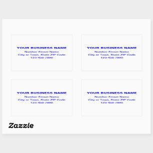 Sticker Rectangulaire Textes bleus minimaux de la marque sur blanc