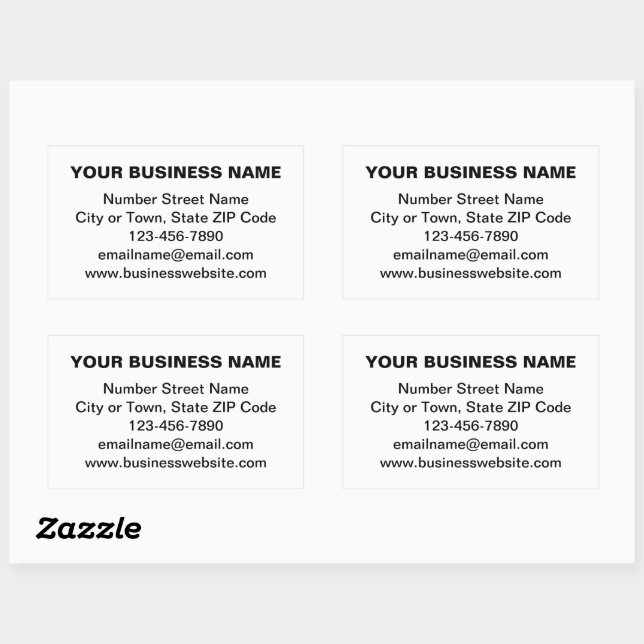 Sticker Rectangulaire Textes bruts Marque commerciale en blanc (Feuille)
