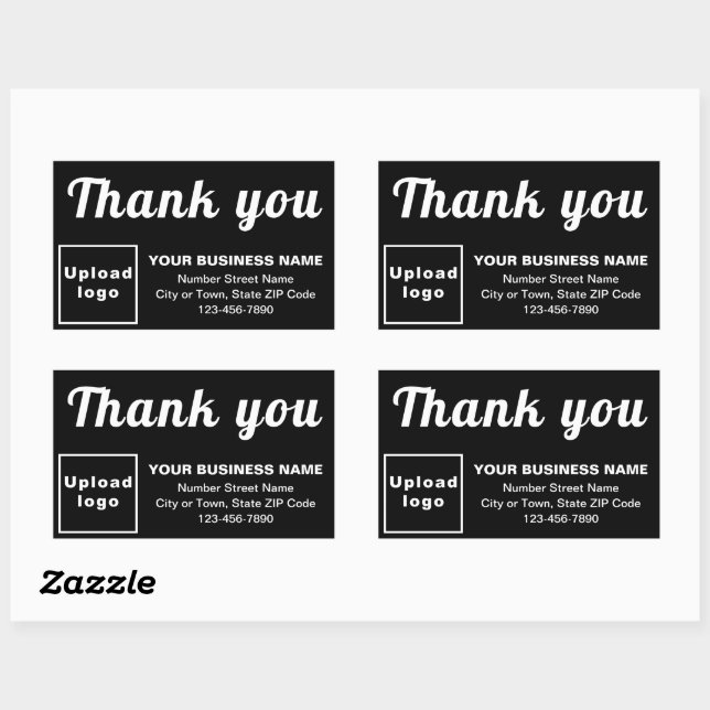 Sticker Rectangulaire Textes de Merci d'entreprise en noir (Feuille)